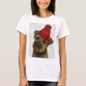 Grenz-Terrier mit Red Bobble Hat 3 T-Shirt (Vorderseite)
