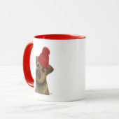 Grenz-Terrier mit Red Bobble Hat 3 Tasse (Vorderseite Links)