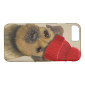 Grenz-Terrier mit Red Bobble Hat Case-Mate iPhone Hülle (Rückseite (Horizontal))