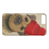 Grenz-Terrier mit Red Bobble Hat Case-Mate iPhone Hülle (Rückseite (Horizontal))