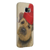 Grenz-Terrier mit Red Bobble Hat Case-Mate Samsung Galaxy Hülle (Rückseite/rechts)