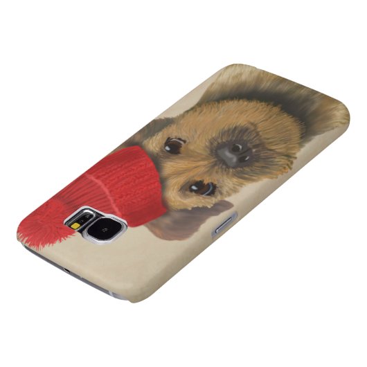 Grenz-Terrier mit Red Bobble Hat Case-Mate Samsung Galaxy Hülle (unten)