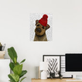 Grenz-Terrier mit Red Bobble Hat Poster (Heimbüro)
