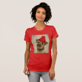 Grenz-Terrier mit Red Bobble Hat T-Shirt (Vorne ganz)