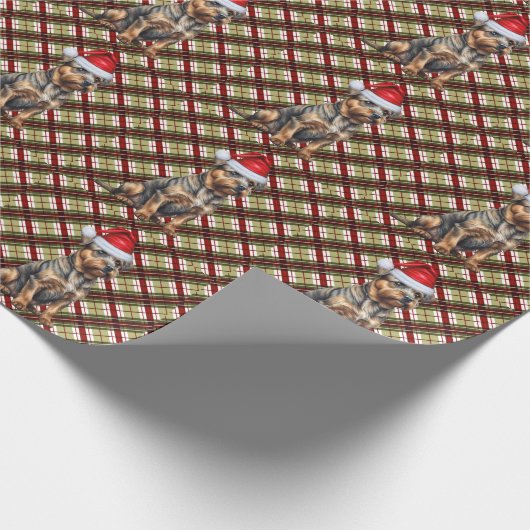 Grenz Terrier mit Rot und Grün Weihnachten Geschenkpapier (Ecke)