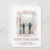 Grenz von Blätter und Beeren Bordeaux Hochzeit Save The Date (Vorderseite)