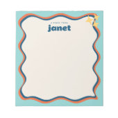 Grenzblauer und orangefarbener Retro-Personalisier Notizblock (Vorderseite)