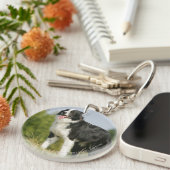 Grenzcollie-Keuchen stehend Schlüsselanhänger (Vorderseite rechts)