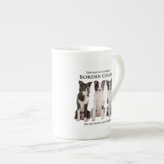 Grenzcollie-Knochen-China-Tasse Porzellantasse (Vorderseite Rechts)