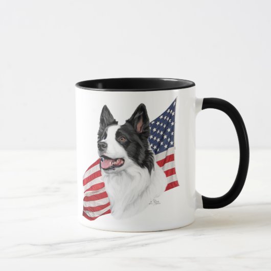 Grenzcollie mit der Flaggen-Tasse Tasse (Rechts)