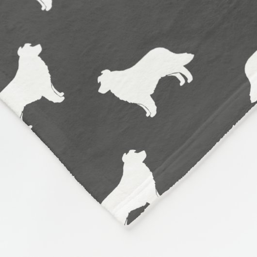 Grenzcollie-Silhouette-Muster-Grau Fleecedecke (Ecke)