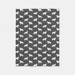 Grenzcollie-Silhouette-Muster-Grau Fleecedecke