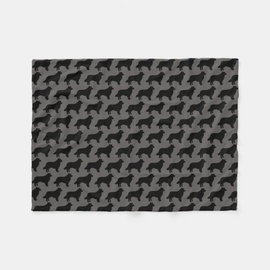 Grenzcollie-Silhouette-Muster-Grau Fleecedecke (Vorderseite (Horizontal))