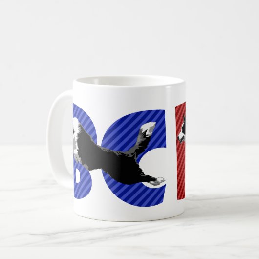 Grenzcollie-springende Tasse (Vorderseite Links)