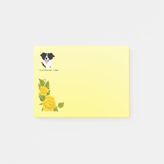 Grenzcollie und gelbe Rosen Post-it Klebezettel (Vorderseite)