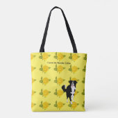 Grenzcollie und gelbe Rosen Tasche (Rückseite)