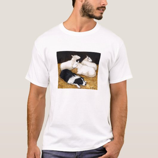 "Grenzcollie-und -schaf-" Hundekunst-T - Shirt (Vorderseite)