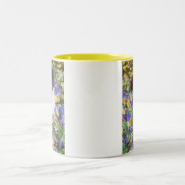 Grenzcollie-Welpe und Blumen Zweifarbige Tasse