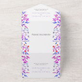 Grenze der Blätter und Beeren Lavendelhochzeit All In One Einladung (Außenbereich)