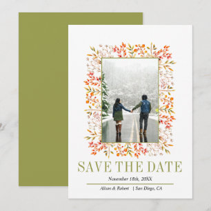 Grenze der Blätter und Beeren Olivenöl Save The Date