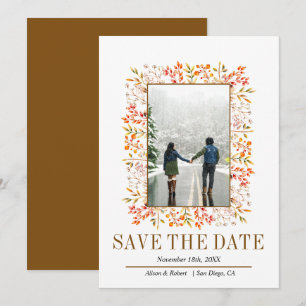 Grenze der braunen Hochzeit von Blätter und Beeren Save The Date