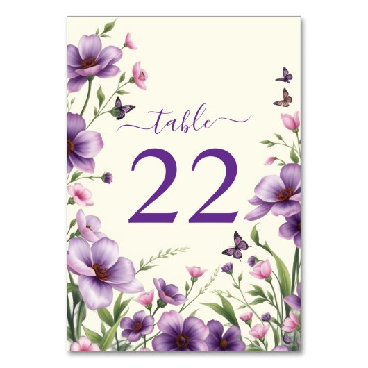 Grenze der violetten Blumen und Schmetterlinge Hoc Tischnummer (Rückseite)