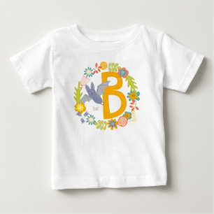 Grenze der Wildblumen Gelber Alphabet Buchstabe B Baby T-shirt