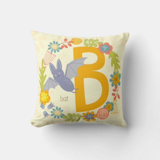 Grenze der Wildblumen Gelber Alphabet Buchstabe B Kissen (Vorderseite)