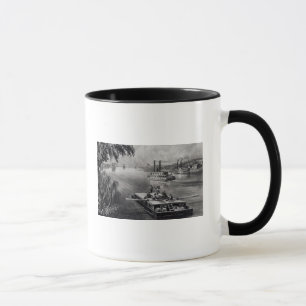 Grenze hinunter den Fluss Tasse