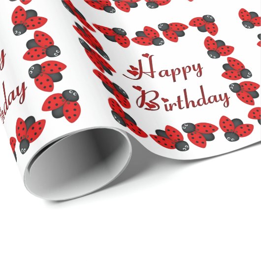 Grenze Ladybugs Geschenkpapier (Rolleneckpunkt)