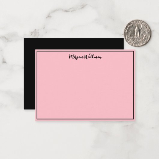Grenze, Name und Leerzeichen Schwarz/Rosa Minimali Mitteilungskarte (Vorderseite/Rückseite Beispiel)