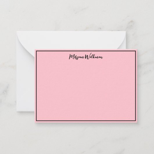 Grenze, Name und Leerzeichen Schwarz/Rosa Minimali Mitteilungskarte (Vorderseite)