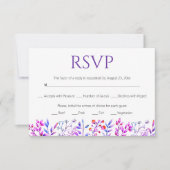 Grenze von Blätter und Beeren lila RSVP Karte (Vorderseite)