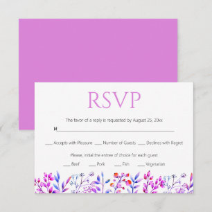 Grenze von Blätter und Beeren Rosa lila Hochzeit RSVP Karte