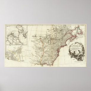 Grenzeinfügungskarte Nordamerikas 1763 Poster