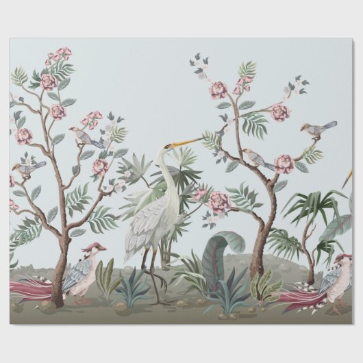 Grenzen in chinoiserie-Stil mit Storchen und Pie Geschenkpapier (Flach)