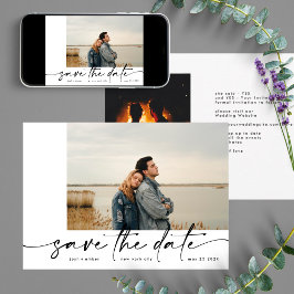 grenzenlos | Modern Simple White Foto Black Onyx Save The Date