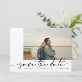 grenzenlos | Modern Simple White Foto Black Onyx Save The Date (Stehend Vorderseite)