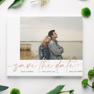 grenzenlos   Moderne Schlicht Blush Foto Rose Gold Save The Date