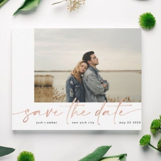 grenzenlos | Moderne Schlicht Blush Foto Rose Gold Save The Date