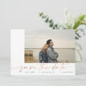 grenzenlos | Moderne Schlicht Blush Foto Rose Gold Save The Date (Stehend Vorderseite)