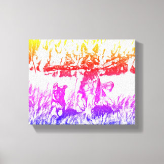 "Grenzenlose Freude: Mumu in Action" Hund Leinwanddruck