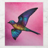 Grenzenloser Wanderer: Multicfarbener Swift Bird Weinetikett (Einzelnes Label)