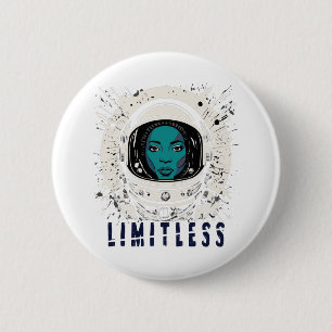 Grenzenloses Weltraum-Mädchen – Futuristischer Kos Button