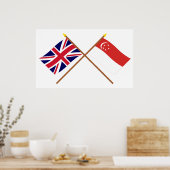 Grenzflaggen im Vereinigten Königreich und Singapu Poster (Küche)