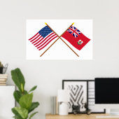 Grenzflaggen zwischen den USA und Bermuda Poster (Heimbüro)