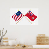 Grenzflaggen zwischen den USA und Bermuda Poster (Küche)