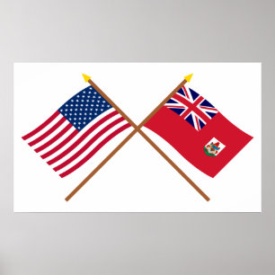 Grenzflaggen zwischen den USA und Bermuda Poster