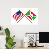 Grenzflaggen zwischen den USA und Burundi Poster (Heimbüro)