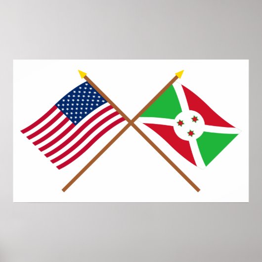 Grenzflaggen zwischen den USA und Burundi Poster (Vorne)